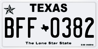 TX license plate BFF0382
