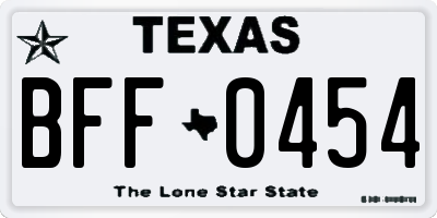 TX license plate BFF0454