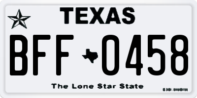 TX license plate BFF0458