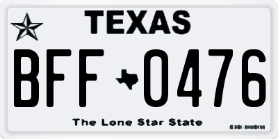 TX license plate BFF0476