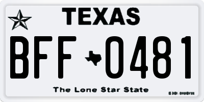 TX license plate BFF0481