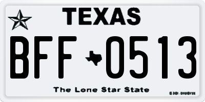 TX license plate BFF0513