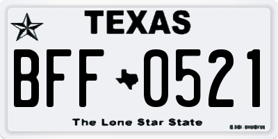 TX license plate BFF0521
