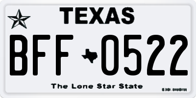 TX license plate BFF0522