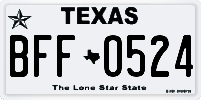 TX license plate BFF0524