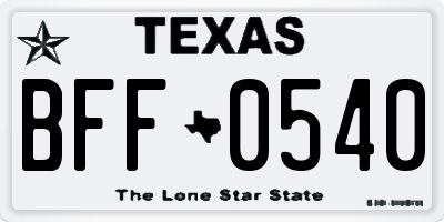 TX license plate BFF0540