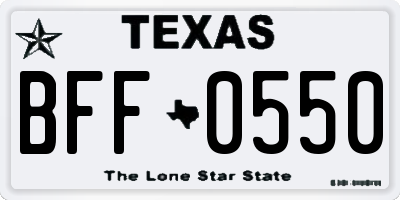 TX license plate BFF0550