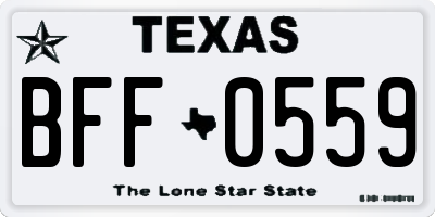 TX license plate BFF0559