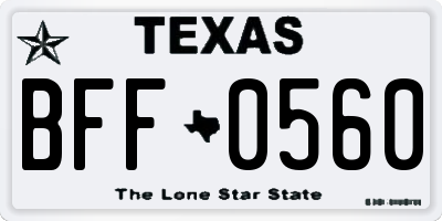 TX license plate BFF0560