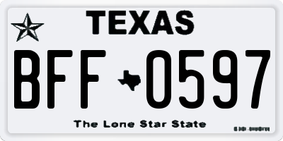 TX license plate BFF0597