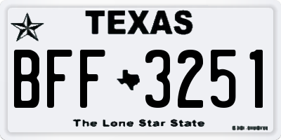 TX license plate BFF3251