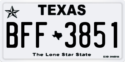 TX license plate BFF3851