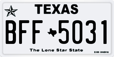 TX license plate BFF5031