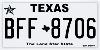 TX license plate BFF8706
