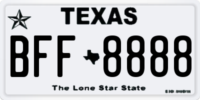 TX license plate BFF8888