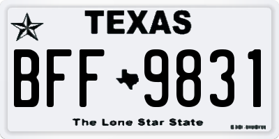 TX license plate BFF9831