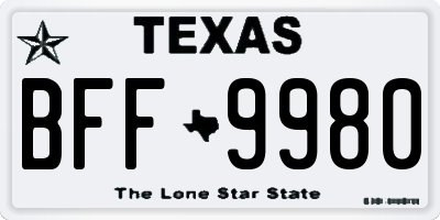 TX license plate BFF9980