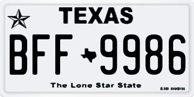 TX license plate BFF9986