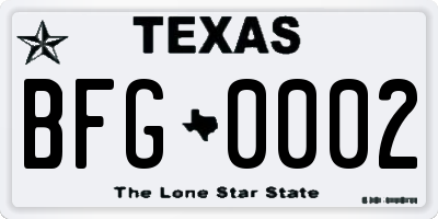 TX license plate BFG0002