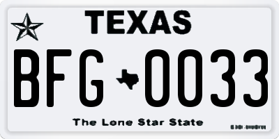 TX license plate BFG0033