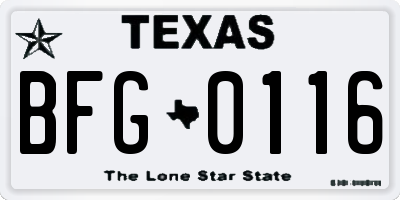 TX license plate BFG0116