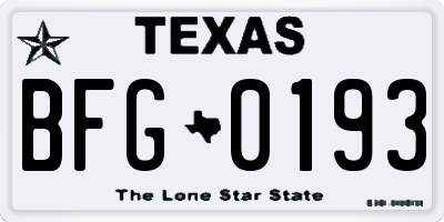 TX license plate BFG0193