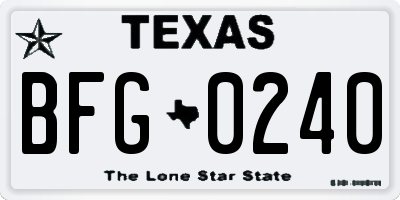 TX license plate BFG0240