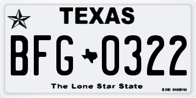TX license plate BFG0322