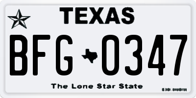 TX license plate BFG0347
