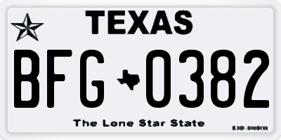 TX license plate BFG0382