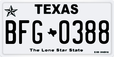 TX license plate BFG0388