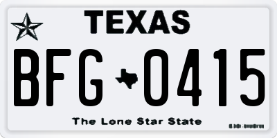TX license plate BFG0415
