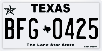 TX license plate BFG0425