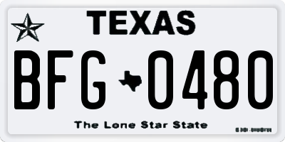 TX license plate BFG0480