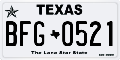 TX license plate BFG0521
