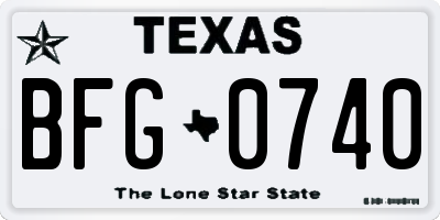 TX license plate BFG0740