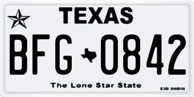 TX license plate BFG0842