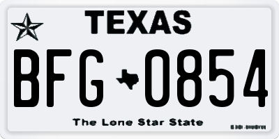 TX license plate BFG0854