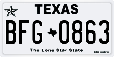 TX license plate BFG0863
