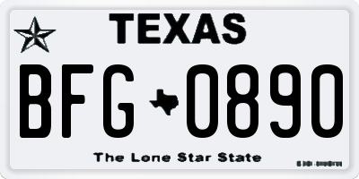 TX license plate BFG0890