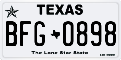 TX license plate BFG0898