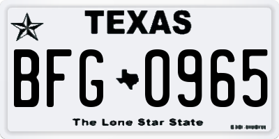 TX license plate BFG0965