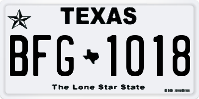 TX license plate BFG1018