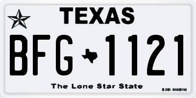 TX license plate BFG1121
