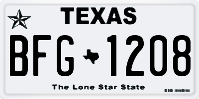 TX license plate BFG1208