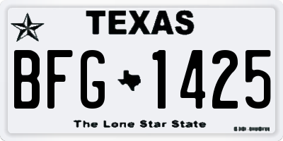 TX license plate BFG1425