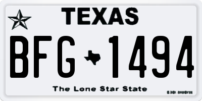 TX license plate BFG1494