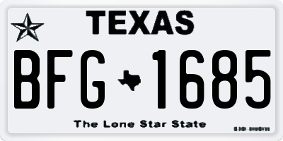 TX license plate BFG1685
