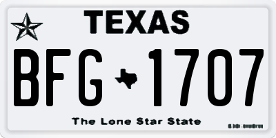 TX license plate BFG1707