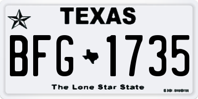 TX license plate BFG1735